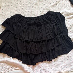 Elegant Black Tiered Ruffled Skirt